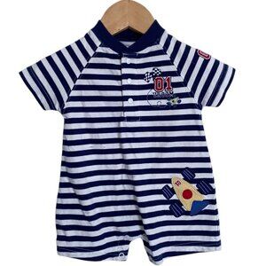 Just One Year by Carter's Baby Boy's Striped Race Car Romper - 3M